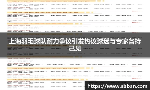 上海羽毛球队耐力争议引发热议球迷与专家各持己见